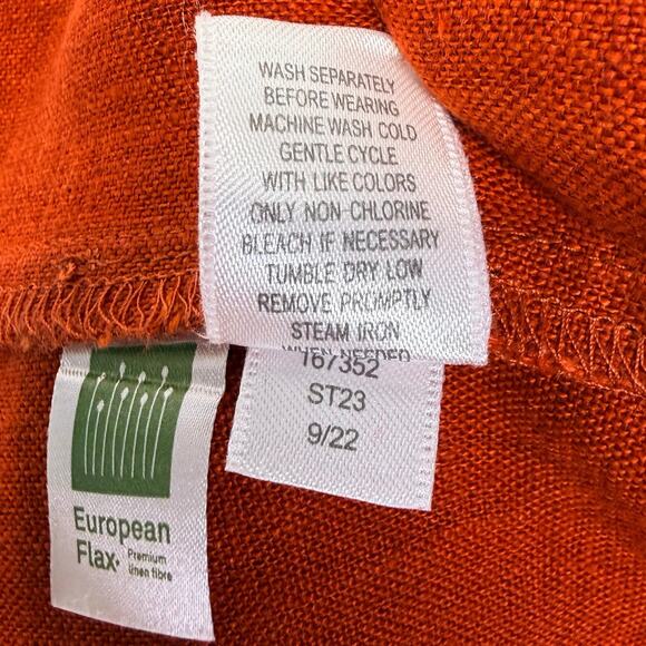 Garnet Hill Linen Artist Smock Shift Dress Womens L Paprika Boho Pockets Casual - Picture 10 of 11